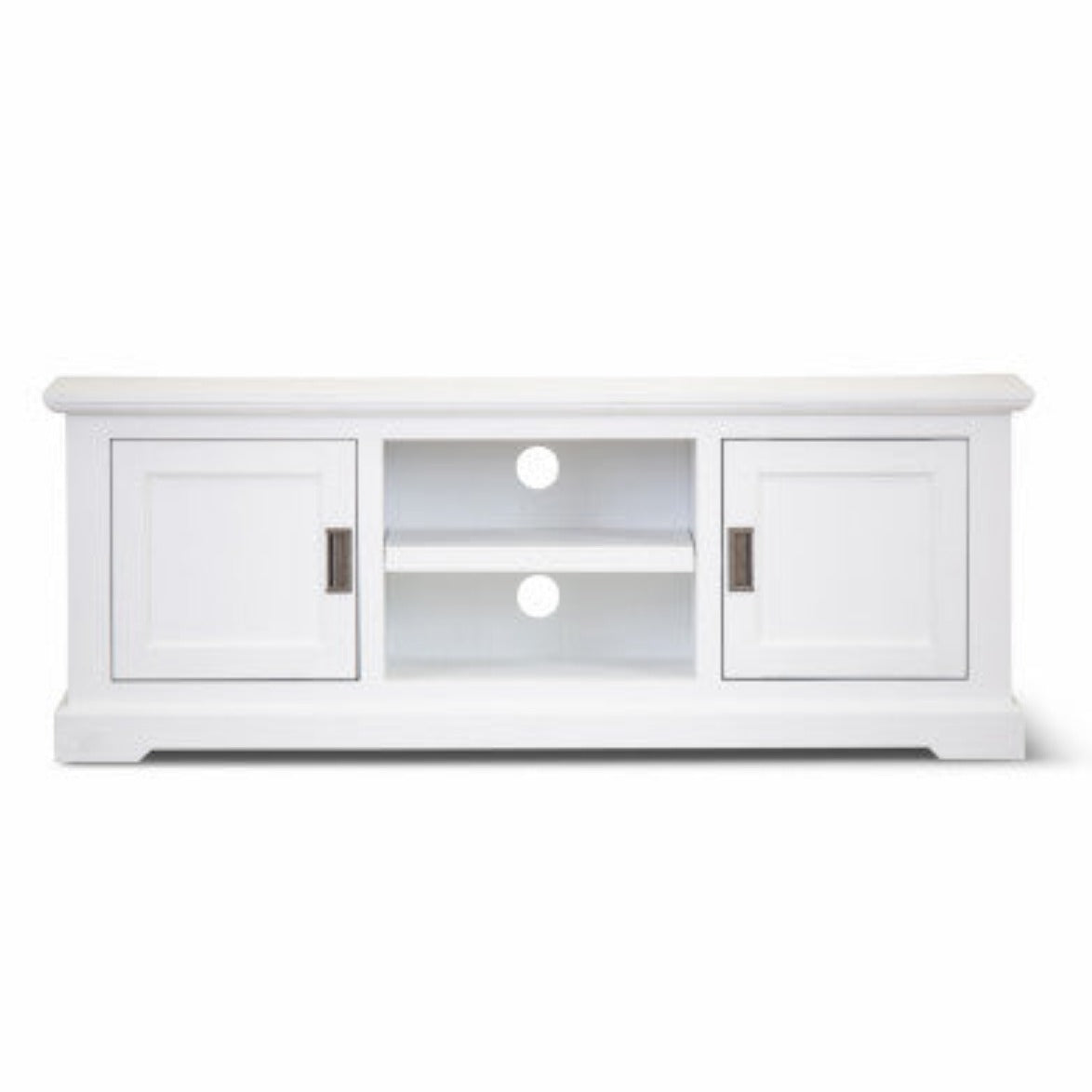 Laelia ETU Entertainment TV Unit 160cm 2 Door Solid Acacia Wood Coastal - White - House of Hyne