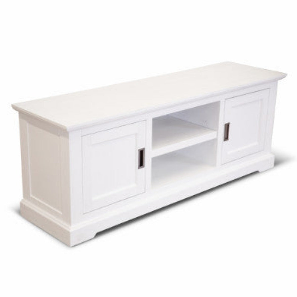 Laelia ETU Entertainment TV Unit 160cm 2 Door Solid Acacia Wood Coastal - White - House of Hyne