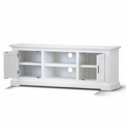 Laelia ETU Entertainment TV Unit 160cm 2 Door Solid Acacia Wood Coastal - White - House of Hyne