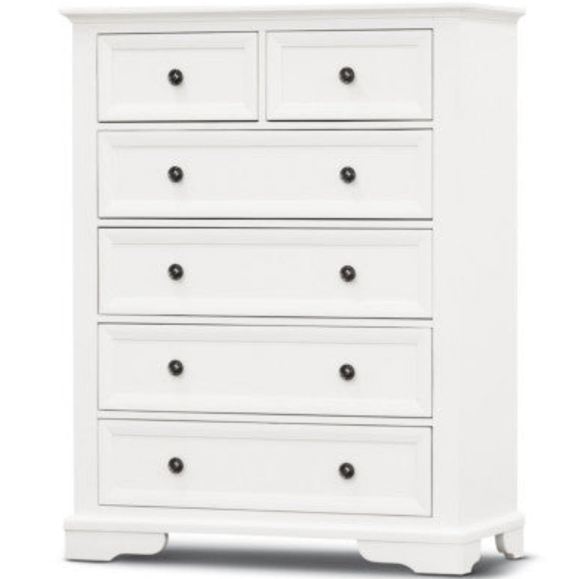 Celosia Tallboy 6 Chest of Drawers Solid Acacia Wood Bed Storage Cabinet - White - House of Hyne