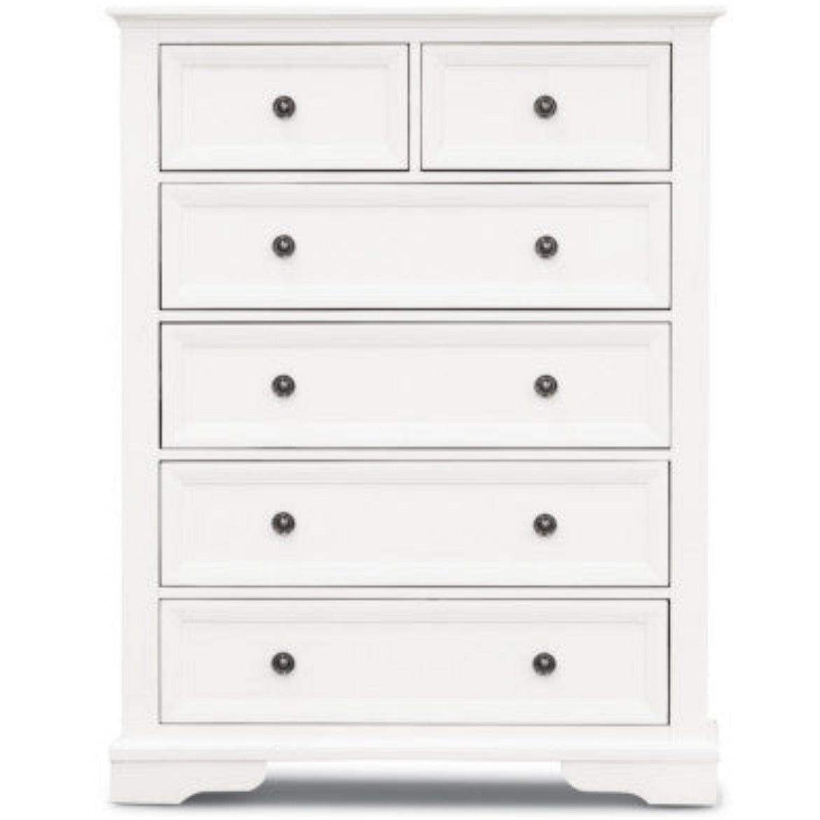 Celosia Tallboy 6 Chest of Drawers Solid Acacia Wood Bed Storage Cabinet - White - House of Hyne