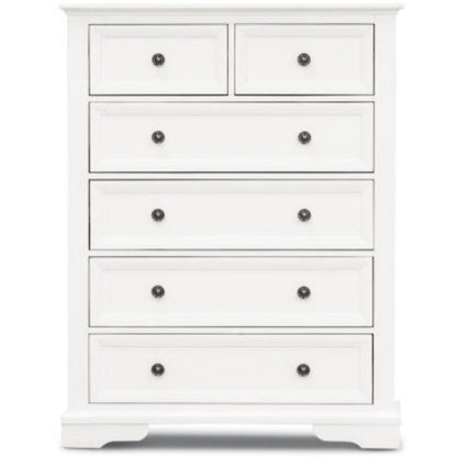 Celosia Tallboy 6 Chest of Drawers Solid Acacia Wood Bed Storage Cabinet - White - House of Hyne