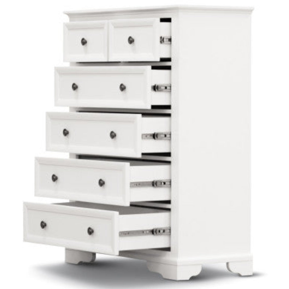 Celosia Tallboy 6 Chest of Drawers Solid Acacia Wood Bed Storage Cabinet - White - House of Hyne