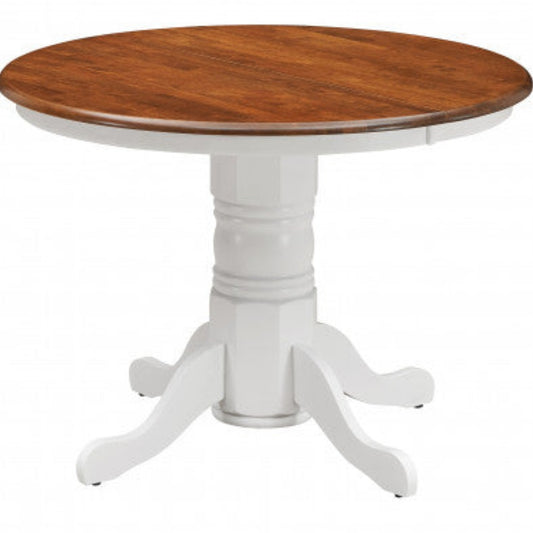 Lupin Round Dining Table 106cm Pedestral Stand Solid Rubber Wood - White Oak 1