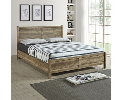 4 Pieces Bedroom Suite Natural Wood Like MDF Structure King Size Oak Colour Bed, Bedside Table & Tallboy - House of Hyne