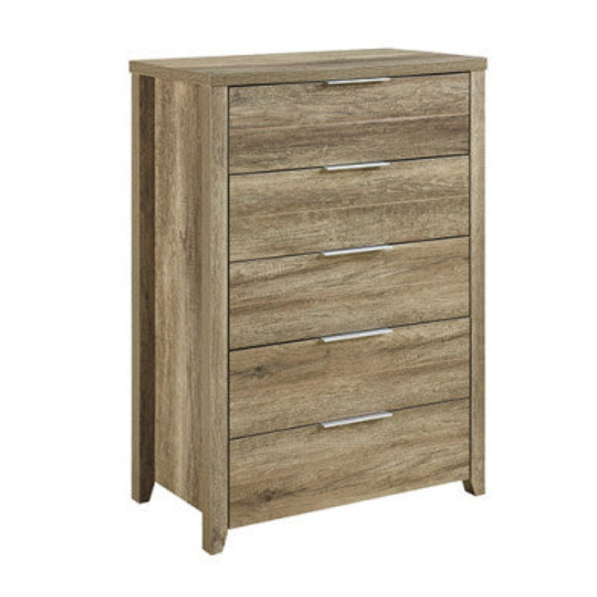 4 Pieces Bedroom Suite Natural Wood Like MDF Structure King Size Oak Colour Bed, Bedside Table & Tallboy - House of Hyne