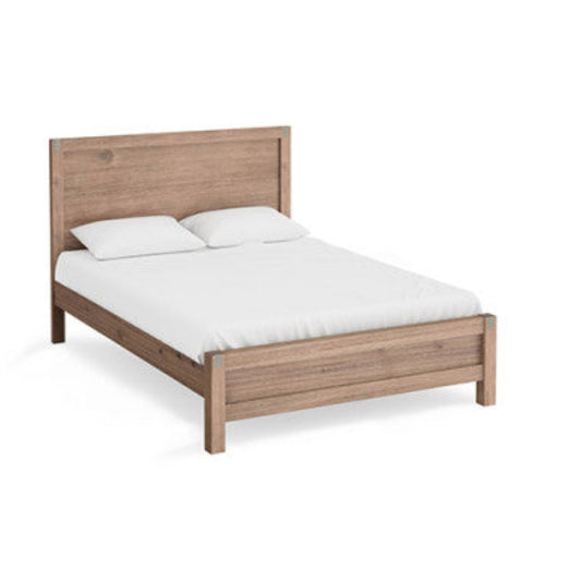 Bed Frame King Size in Solid Wood Veneered Acacia Bedroom Timber Slat in Oak 1