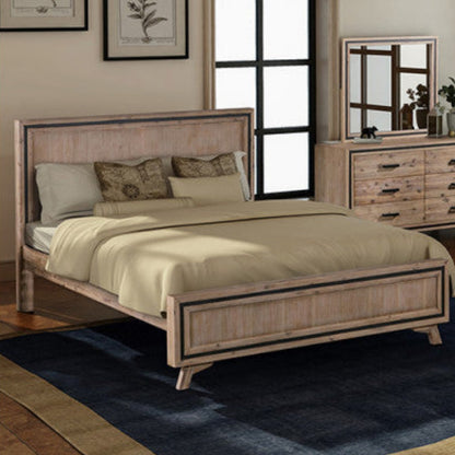 Queen Size Silver Brush Bed Frame in Acacia Wood Construction 2