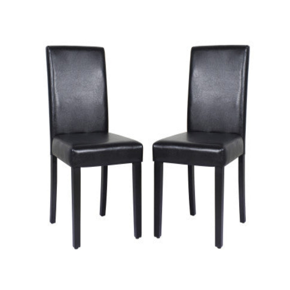 2x Wooden Frame Black Leatherette Dining Chairs with Solid Pine Legs 1