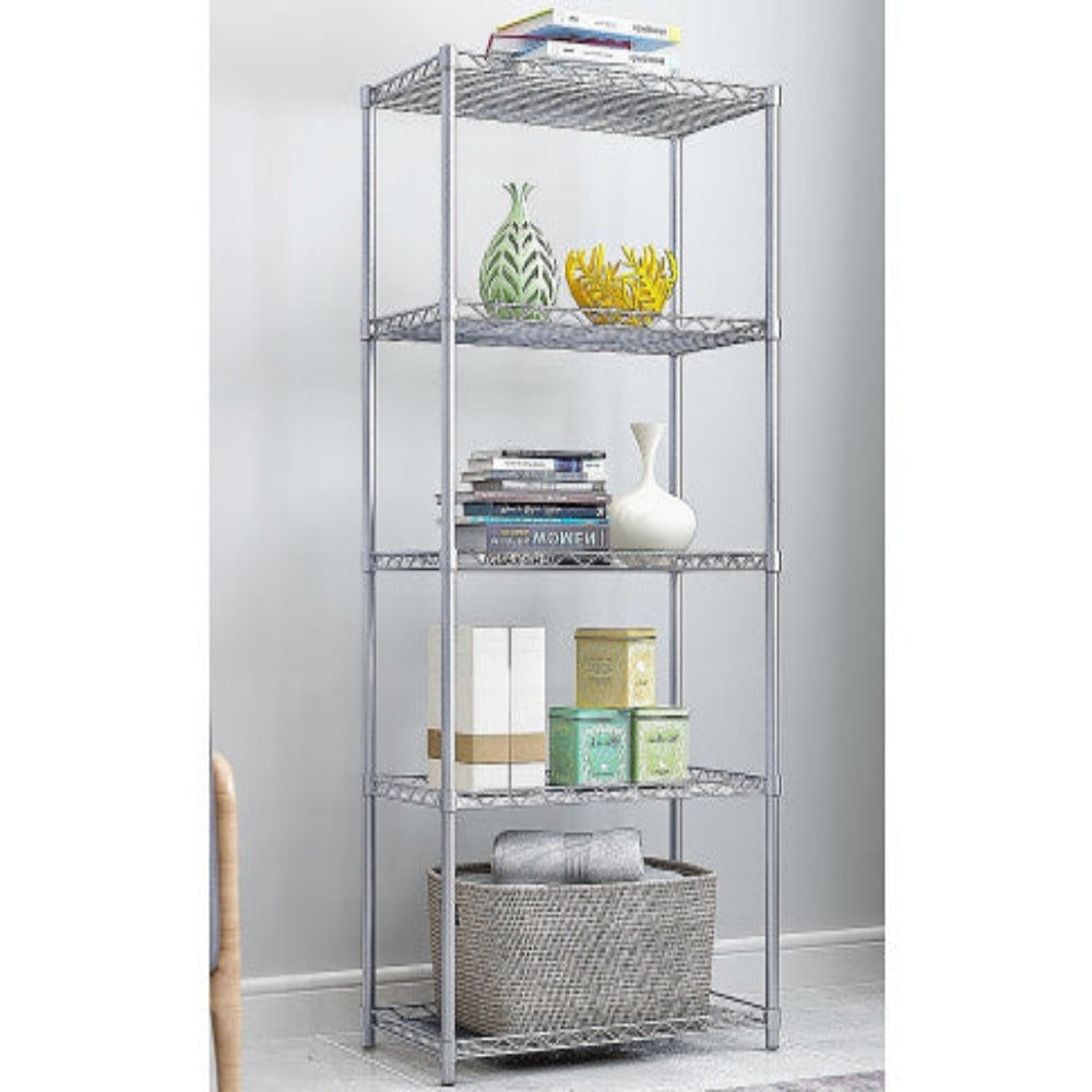 5 Tier Silver Metal Storage Rack Shelving Wire Shelf 3