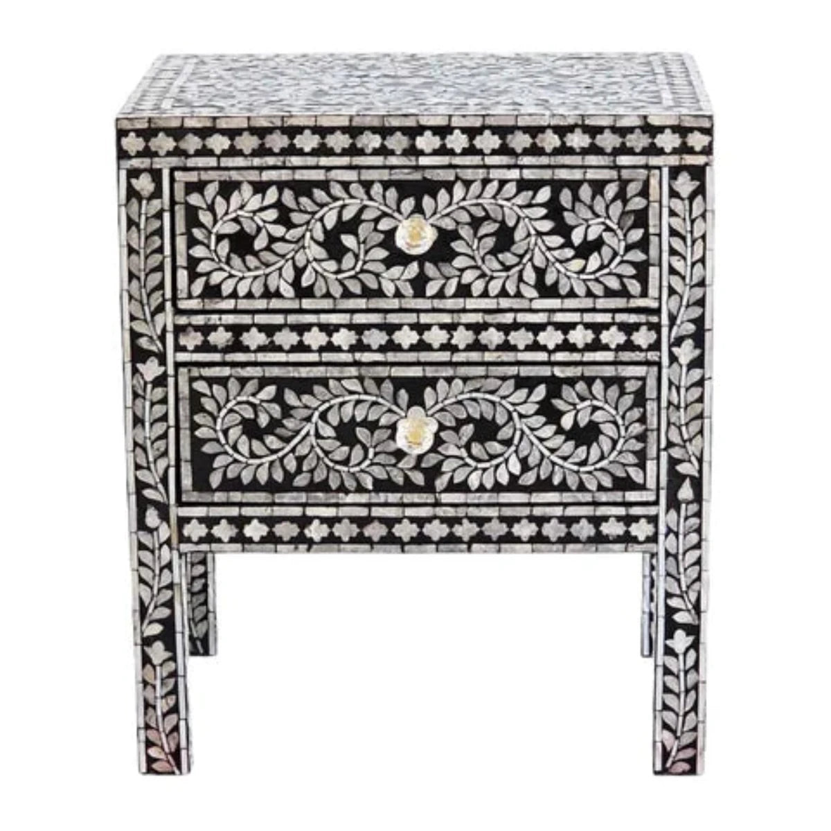 Xaltran Mother of Pearl Noir bedside table-houseofhyne