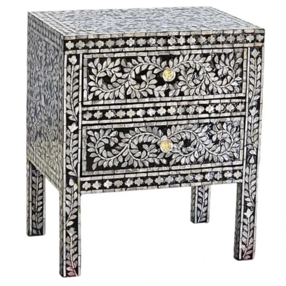 Xaltran Mother of Pearl Noir bedside table-houseofhyne