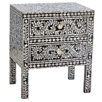 Xaltran Mother of Pearl Noir bedside table-houseofhyne