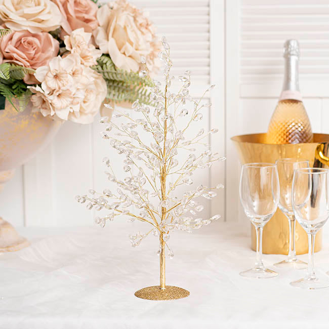 Virex Sparkling Acrylic Crystal Table Top Tree Gold (42cmH) - House of Hyne