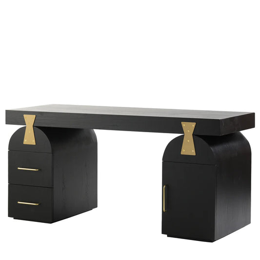 Voltrax  1.55m New Elm Home Office Desk - Full Black - House of Hyne