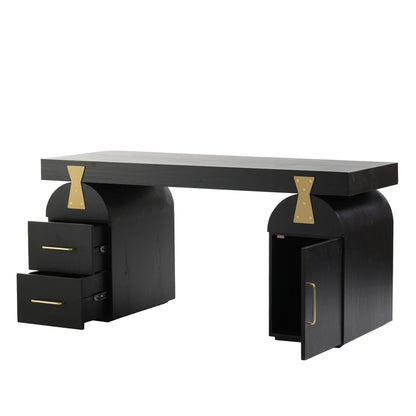 Voltrax  1.55m New Elm Home Office Desk - Full Black - House of Hyne