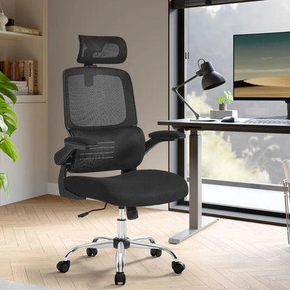 Vortan Hana High Back Fabric Seat Ergonomic Office Chair in Black-houseofhyne