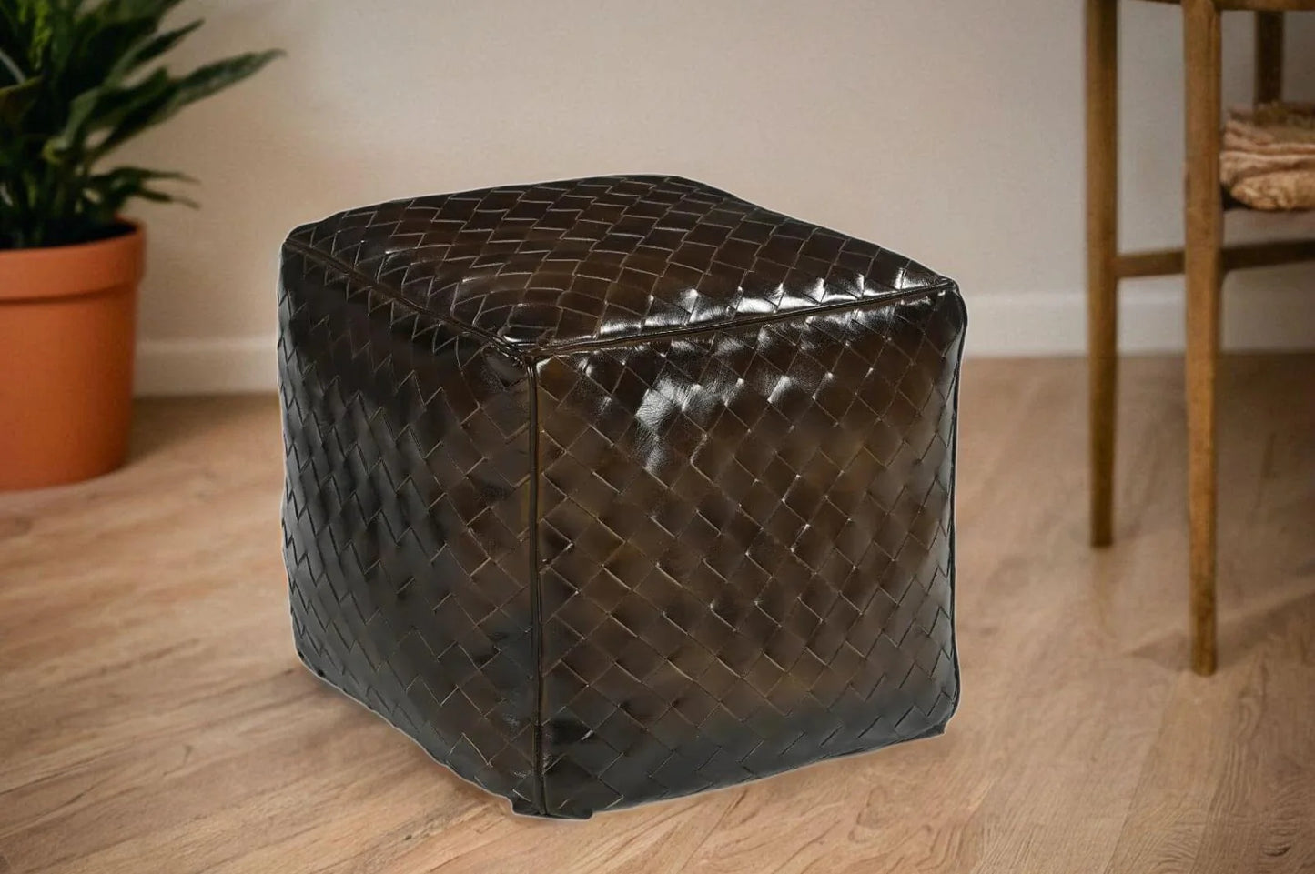 Xalor Leather Lattice Ottoman - House of Hyne