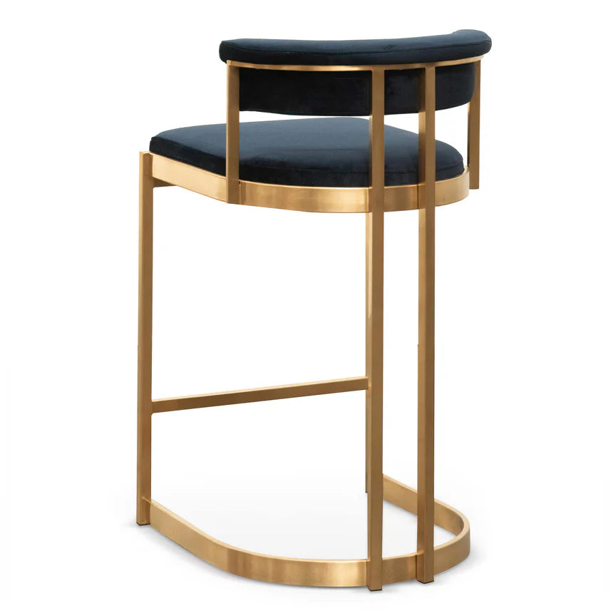 Xaltron Indigo Velvet Bar Stool - Golden Base - House of Hyne