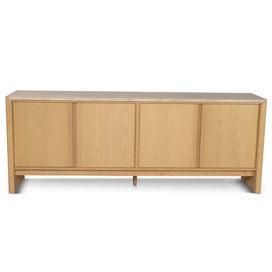 Xandor  2.1m Travertine Top Sideboard Unit - Creme Ash - House of Hyne