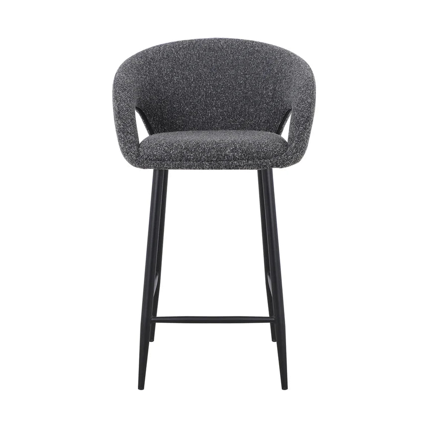 Xelthar 65cm Bar Stool - Anthracite Grey Boucle (Set of 2) - House of Hyne