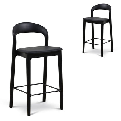 Xenthar 65cm Bar Stool - Full Black (Set of 2) - House of Hyne