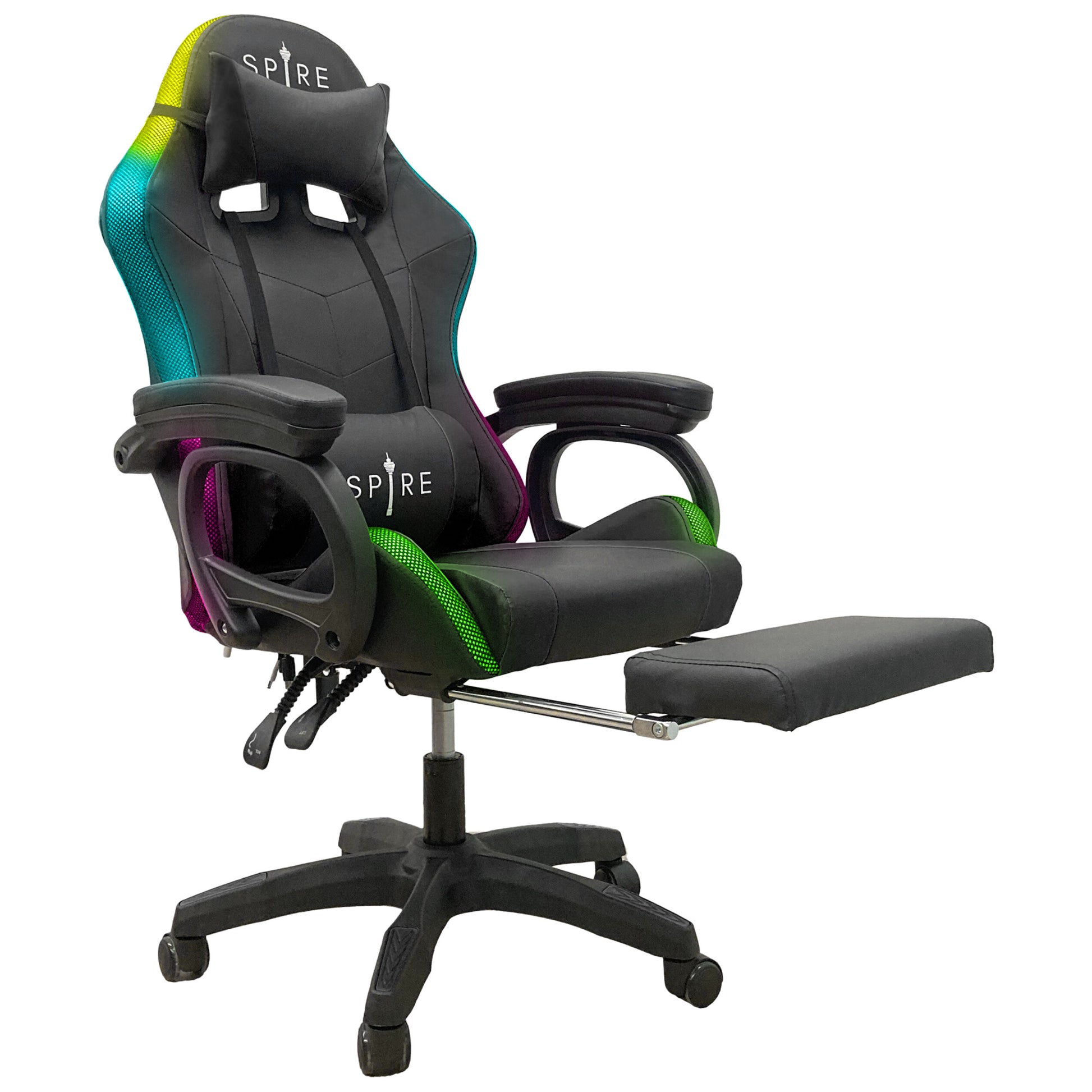 Xyloxian Intex Spire Onyx Led Massage Gaming Chair - Black - House of Hyne