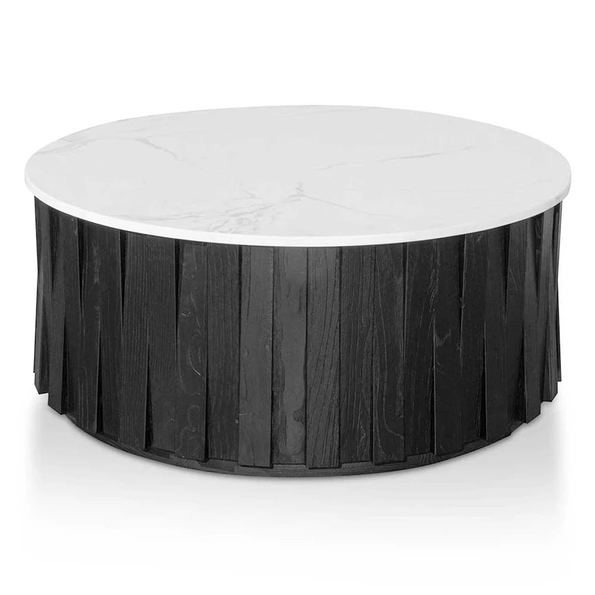 Zenith Porcelain Round marble Coffee Table - Black - House of Hyne