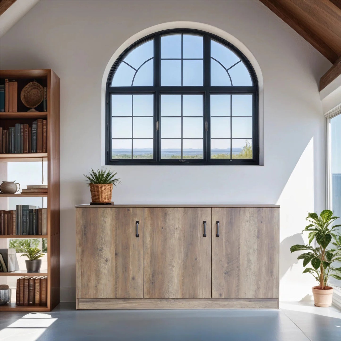 Zentari Burkardt 3 Doors Credenza In Rustic Oak - House of Hyne