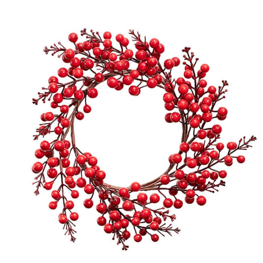 Zorblax Traditional Berry Candle Ring Wreath Red (35cmD) Set of 3 - House of Hyne