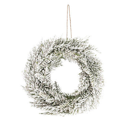 Zygozian Snow Flocked Pine Xmas Candle Holder Wreath White (33cmD) Set of 2 - House of Hyne