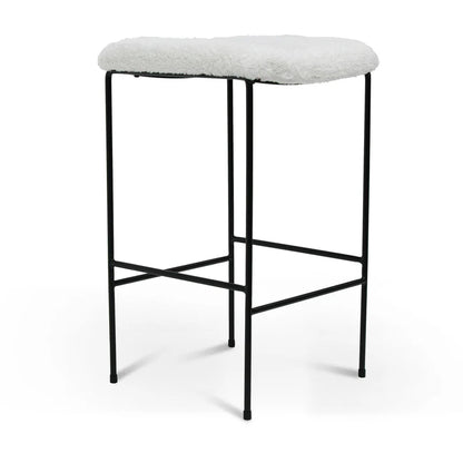 Zylo 65cm Bar Stool - White Synthetic Wool - House of Hyne