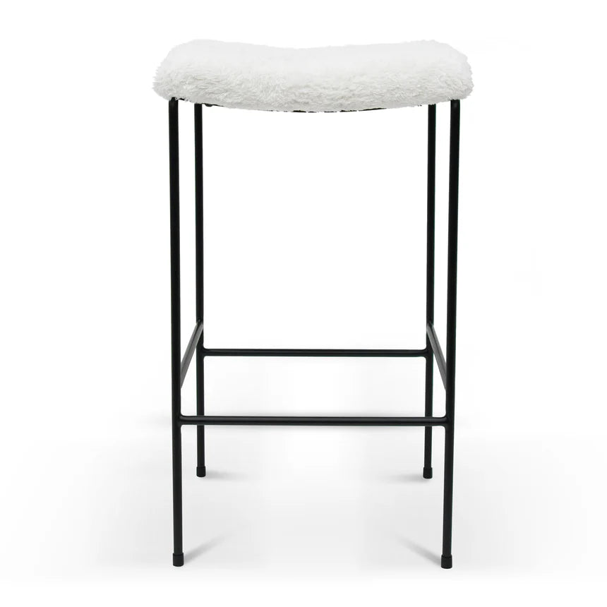 Zylo 65cm Bar Stool - White Synthetic Wool - House of Hyne