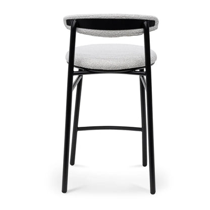 Zylox 65cm Bar Stool - Moon White Boucle and Black Legs (Set of 2) - House of Hyne