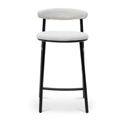 Zylox 65cm Bar Stool - Moon White Boucle and Black Legs (Set of 2) - House of Hyne