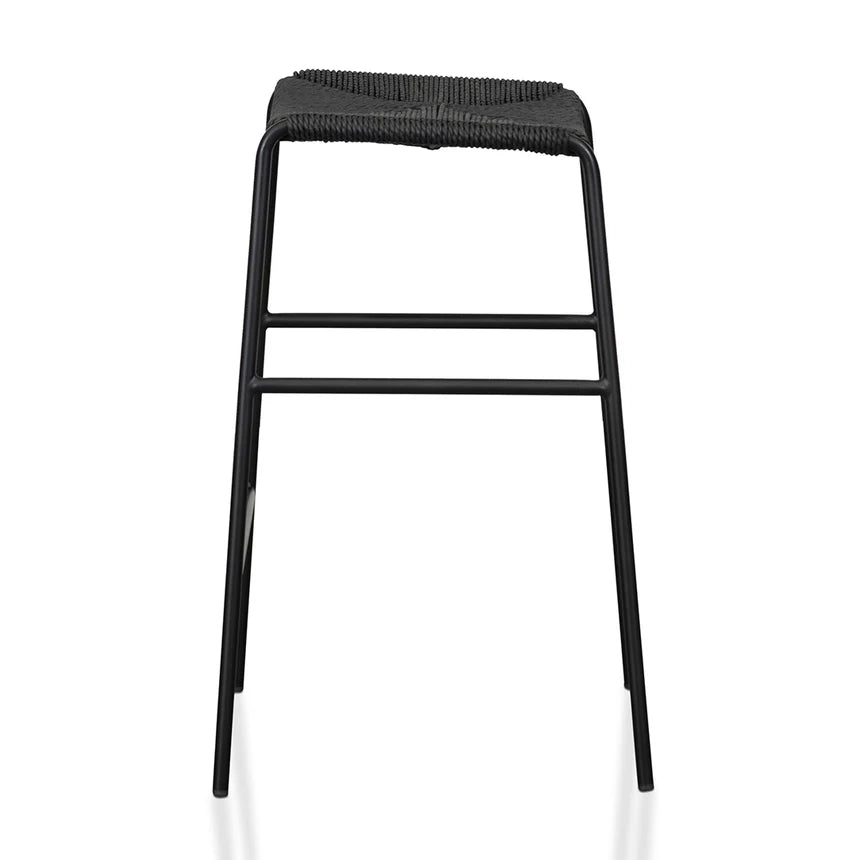 Zylox 65cm Rattan Barstool - Full Black (Set of 2) - House of Hyne