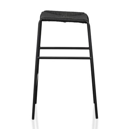 Zylox 65cm Rattan Barstool - Full Black (Set of 2) - House of Hyne