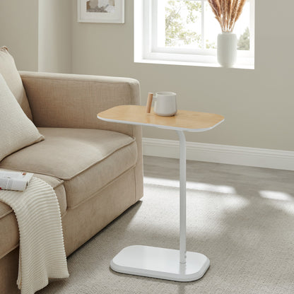 Zylox Deannia Side Table in White and Light Oak - House of Hyne