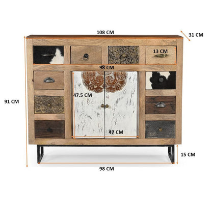 Zyphor Cowhide Patchwork Chest of Drawers - House of Hyne