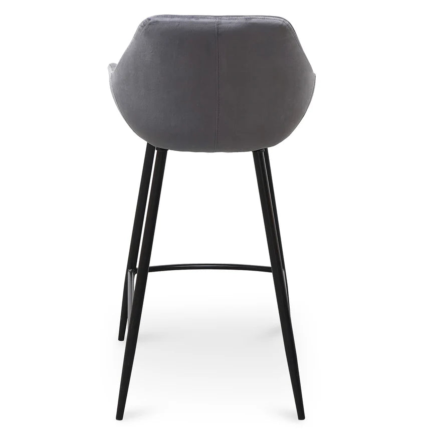 Zyplon Barstool - Black PU & Grey Velvet - (Set of 2) - House of Hyne