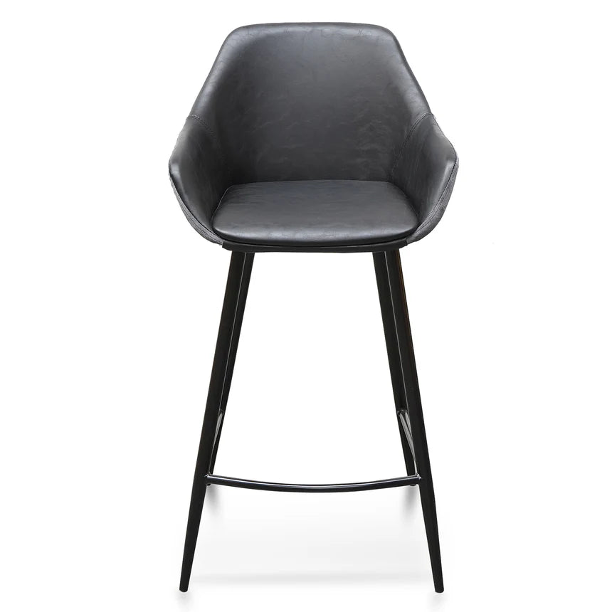 Zyplon Barstool - Black PU & Grey Velvet - (Set of 2) - House of Hyne