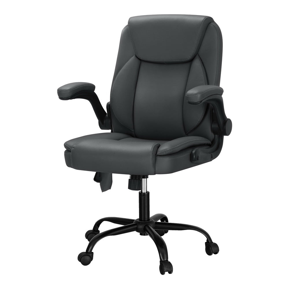 Zyranium Artiss 2 Point Massage Office Chair Leather Mid Back Grey - House of Hyne