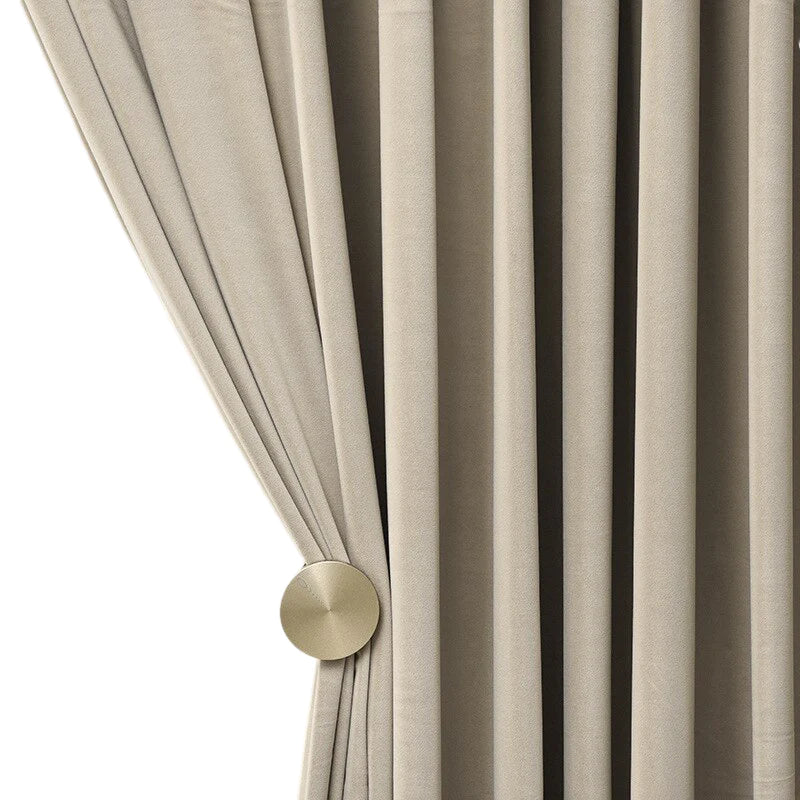 Veloura Drapix Anyhouz Curtains Beige Velvet Blackout Window Drape 2