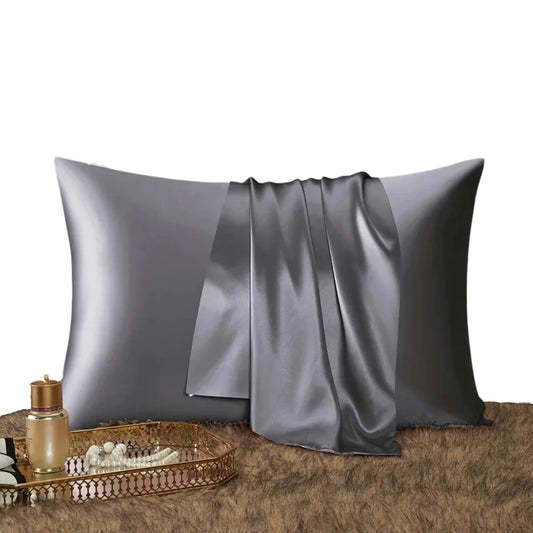 Slate Elegance Anyhouz Pillowcase 50x75cm Dark Gray Natural Mulberry Silk for Comfortable and Relaxing Home Bed  1