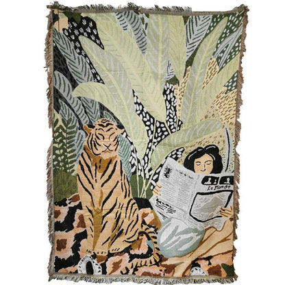 Safari Stripes Anyhouz Tiger Throw Blanket with Tassel 1