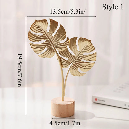 Nordic Gold Ginkgo Leaf Sculpture - Set of 6