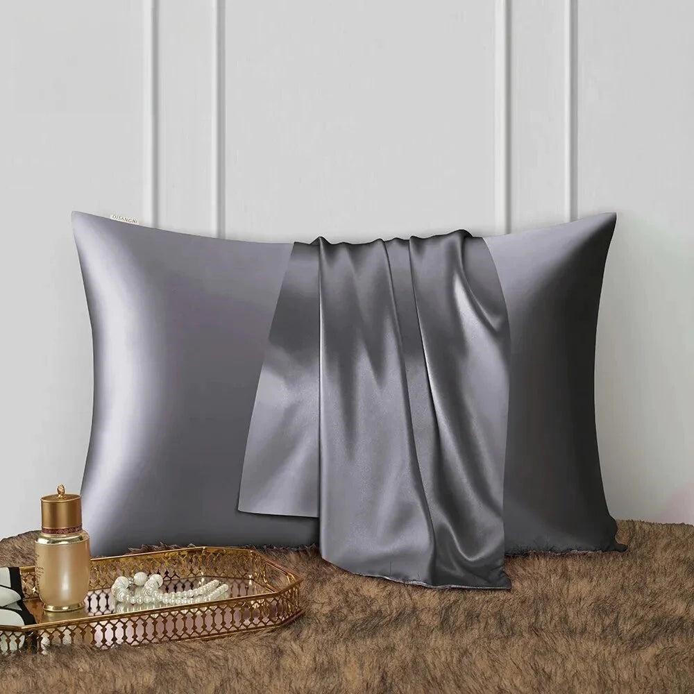 Slate Elegance Anyhouz Pillowcase 50x75cm Dark Gray Natural Mulberry Silk for Comfortable and Relaxing Home Bed  2