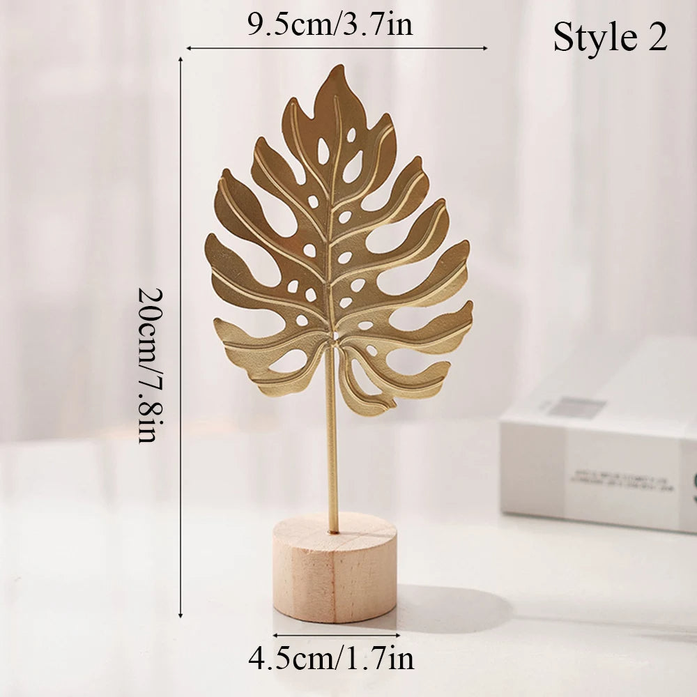 Nordic Gold Ginkgo Leaf Sculpture - Set of 6