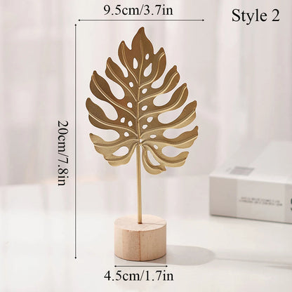 Nordic Gold Ginkgo Leaf Sculpture - Set of 6