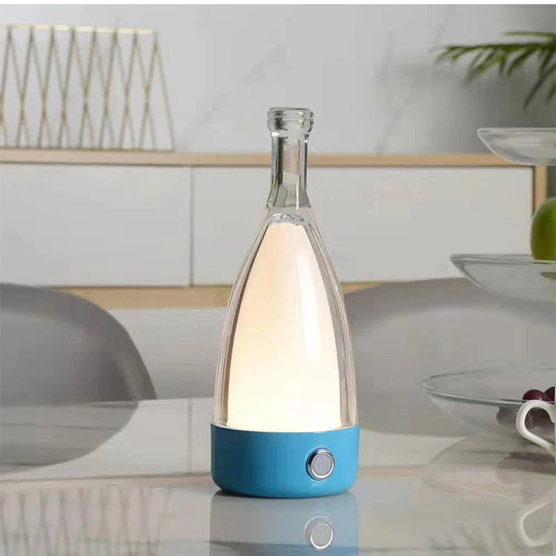 Sapphire Symphony Anyhouz Luxury Lamp Bluetooth Speaker Blue Wine Bottle Home Decor USB Rechargeable Table Accents for Bedroom Hotel Living Room 2